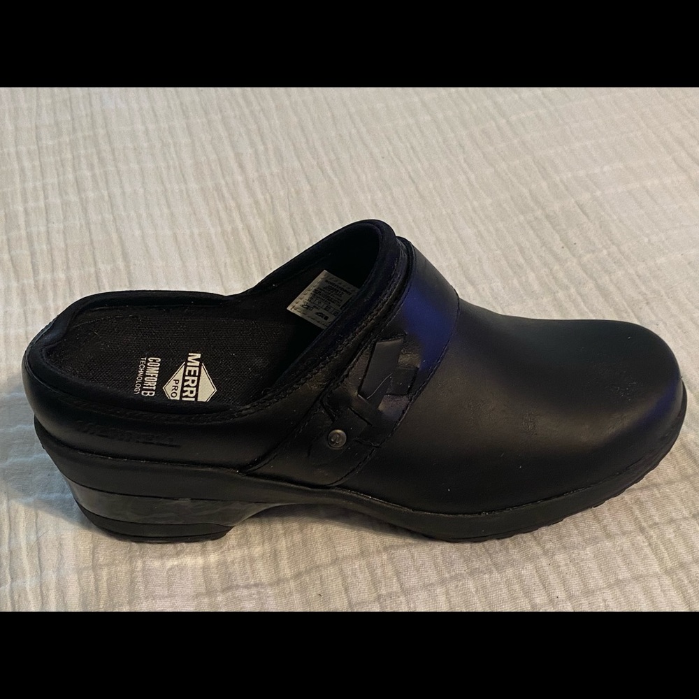 Like new, never worn, black Merrell mules size 9.5